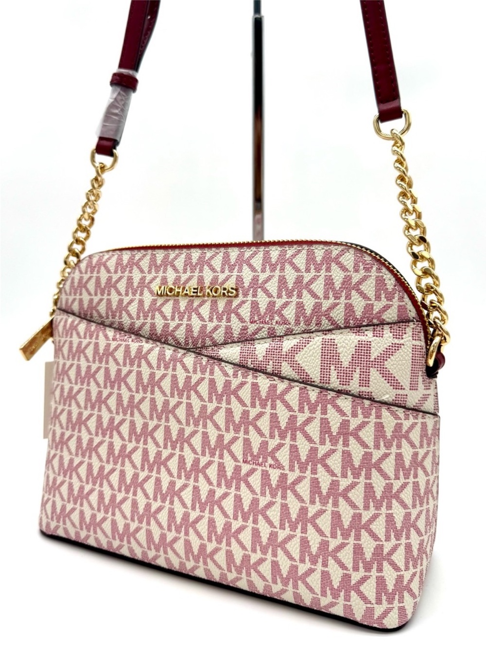 Michael Kors Medium Dome Jet Set Travel Xbody Bag Cherry Multi - Picture 2 of 9